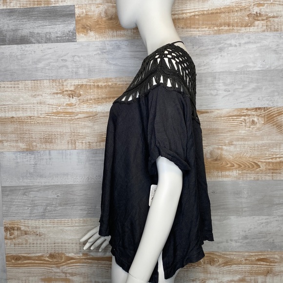 Free People We The Free crochet flare short sleeve grey size Small - Picture 3 of 10